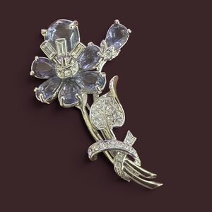 Nolan Miller Glamour Collection Purple Crystal Rhinestone Flower Brooch Pin